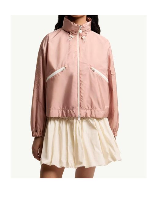 Moncler Pink Logo Patch Zip-Up Jacket