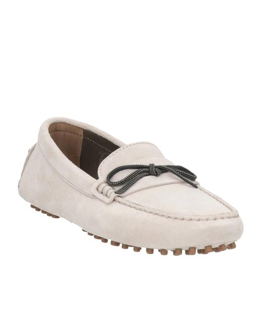 Brunello Cucinelli White Suede Driving Shoes