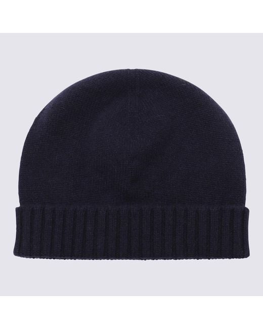 Malo Blue Fine-Knit Turn-Up Brim Beanie for men