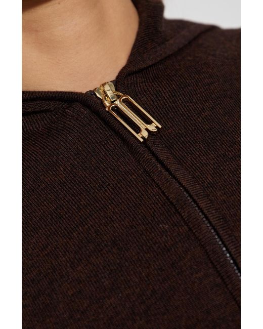 Victoria Beckham Black Zip-Up Knitted Hoodie