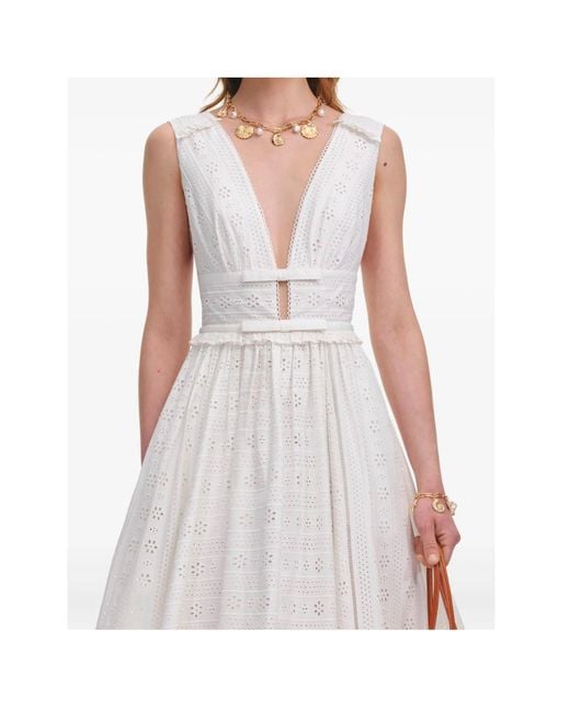 Self-Portrait White Broderie Midi Dress