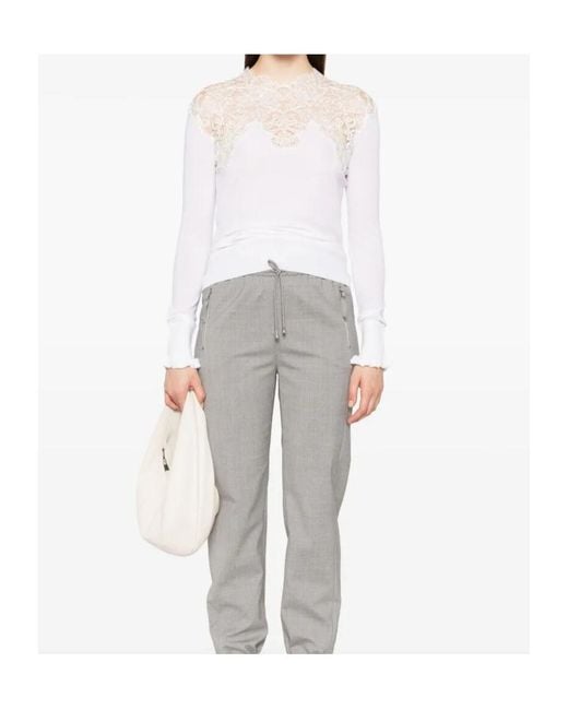 Ermanno Scervino White Lace-Insert Blouse