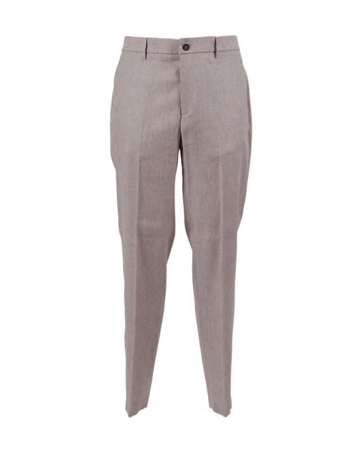 Peserico Gray Pressed-Crease Straight-Leg Trousers for men