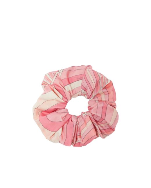 Emilio Pucci Pink Pucci Iride-Print Ruched Hair Tie
