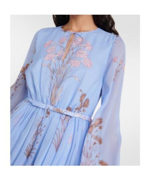 Giambattista Valli Blue Floral Silk Gerogette Minidress