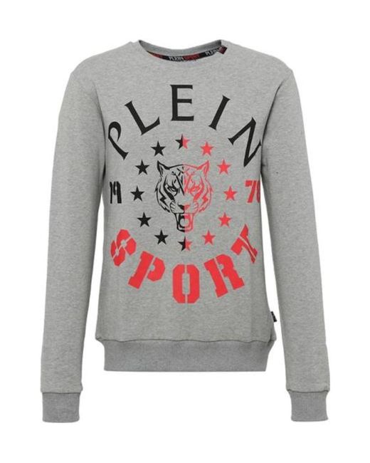 Philipp Plein Gray Round-Necked Logo Sweater