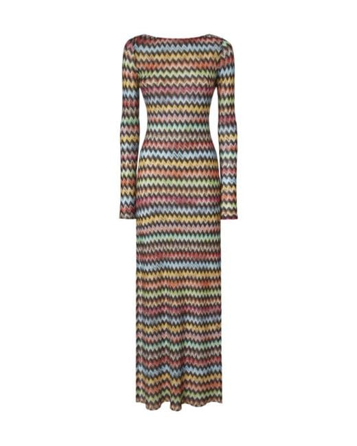 Missoni Multicolor Zigzag Long Sleeve Knitted Dress