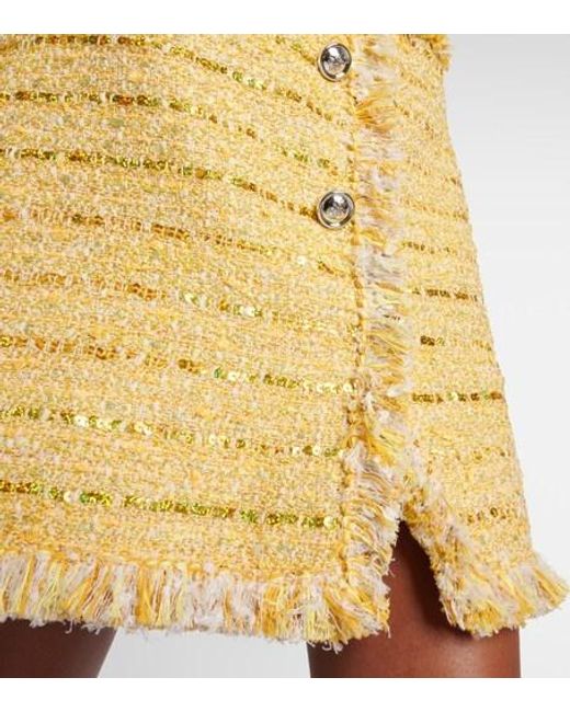 Giambattista Valli Yellow Fringed Bouclé Miniskirt