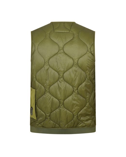 C P Company Green Quilted Argyle Sleeveless Vest for men