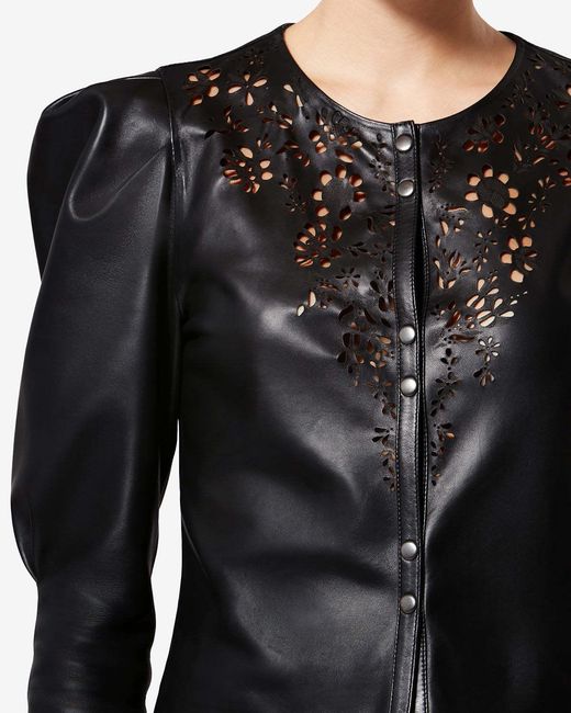Isabel Marant Black Nerida Broderie Leather Top