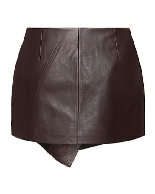 Frankie Shop Brown Cleo Leather Mini Wrap Skirt