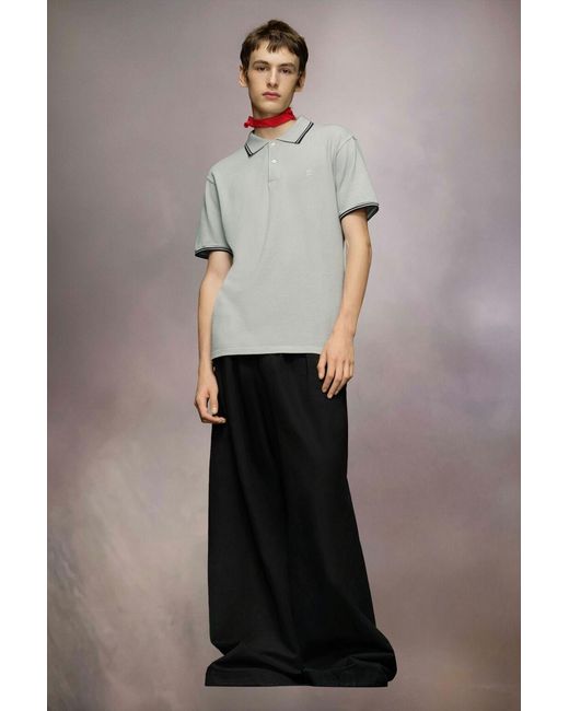 Maison Margiela Gray Logo Embroidered Polo Shirt