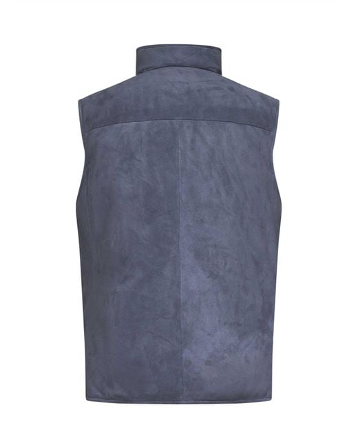 Brunello Cucinelli Blue Buttoned Sleeveless Gilet for men
