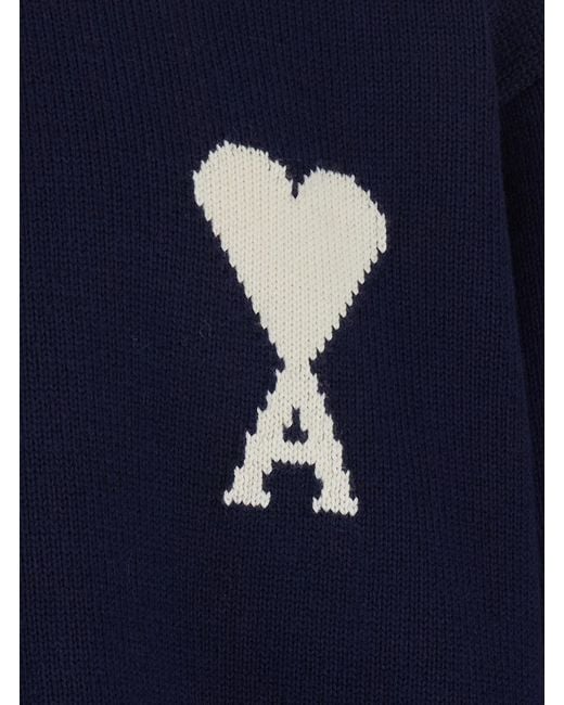 AMI Blue Ami Ami De Coeur Crewneck Jumper for men
