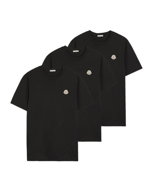 Moncler Black Three-Piece Cotton T-Shirt Set for men
