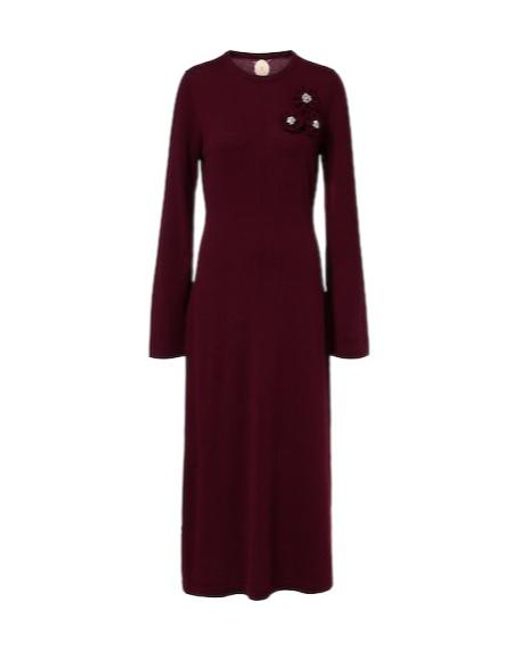 Jardin Des Orangers Purple Embellished Wool And Cashmere Sweater Dress