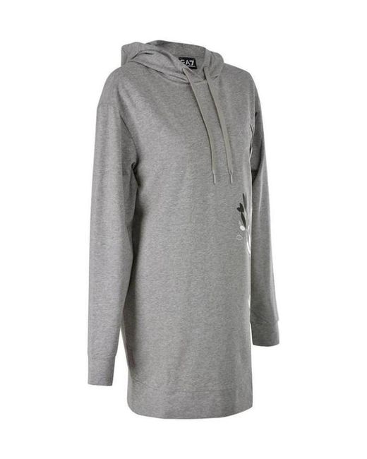 EA7 Gray Ea7 Series Floral Pattern Hooded Long Sweaters