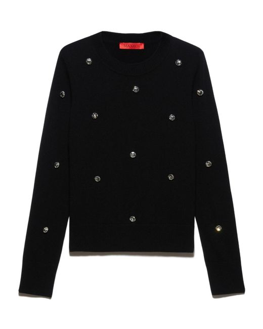 MAX&Co. Black Rhinestone-Embroidered Jumper