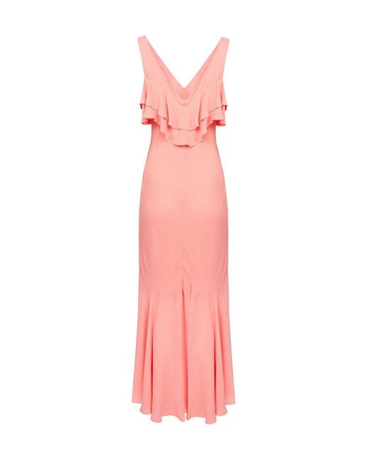 Twinset Pink Ruffle-Trim Maxi Dress