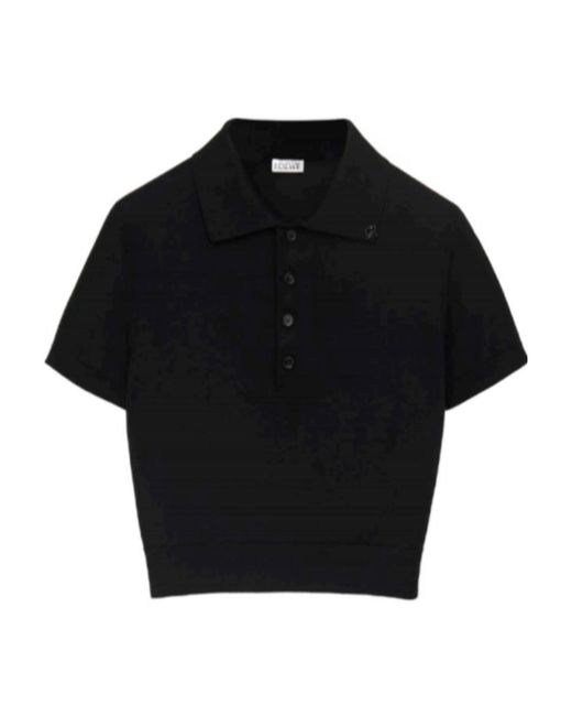 Loewe Black Cropped Polo Sweater