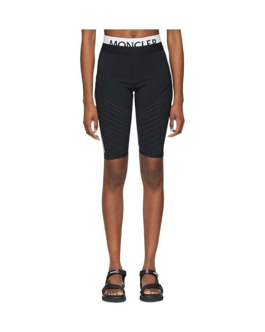 Moncler Black Logo Waistband Perforated Cycling Shorts