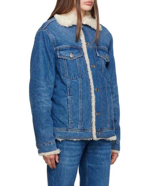 AMI Blue Straight Hem Denim Jacket for men