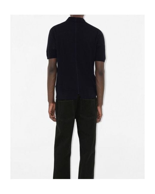 Burberry Black Logo Embroidered Knitted Polo Shirt for men