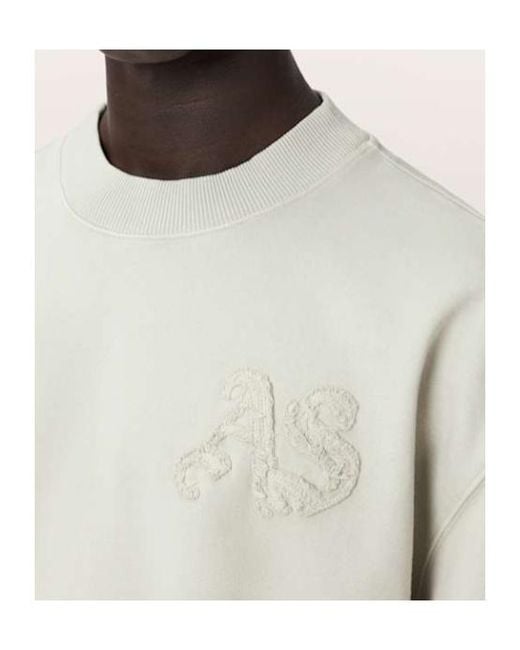 AllSaints White Insignia Crew Neck Cotton Sweatshirt for men