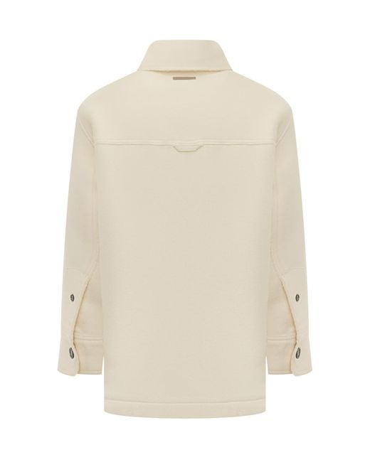 AMI White Ami Alexandre Mattiussi Overshirt In Ivory Wool for men