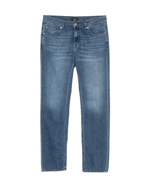 7 For All Mankind Blue Faded-Effect Jeans for men