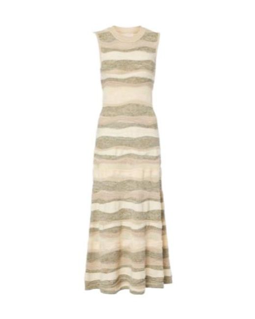Ulla Johnson Natural Striped Mid-Length Dress