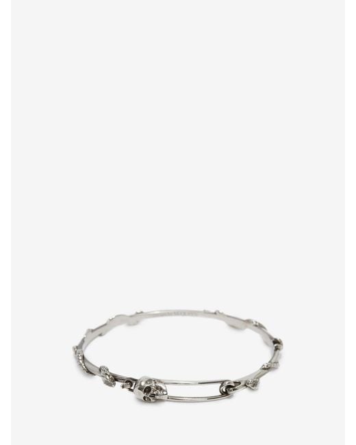 McQueen White Skull Safety Pin Bracelet for men