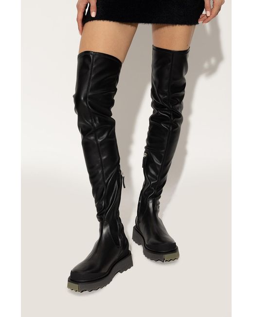 Off-White c/o Virgil Abloh Black Round Toe Knee-Length Boots