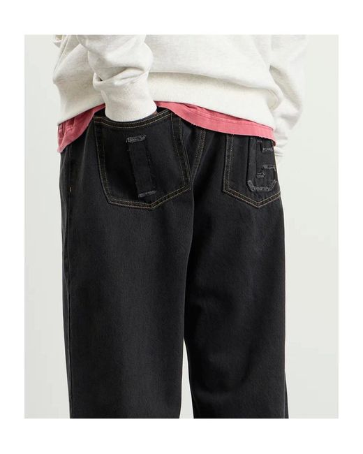 ICECREAM Black Running Dog Appliqué Jeans for men