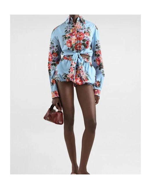 Dolce & Gabbana Blue Floral Printed Shorts