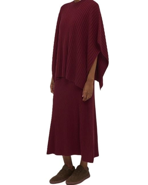 Gabriela Hearst Red Baron Ribbed-Knit Poncho