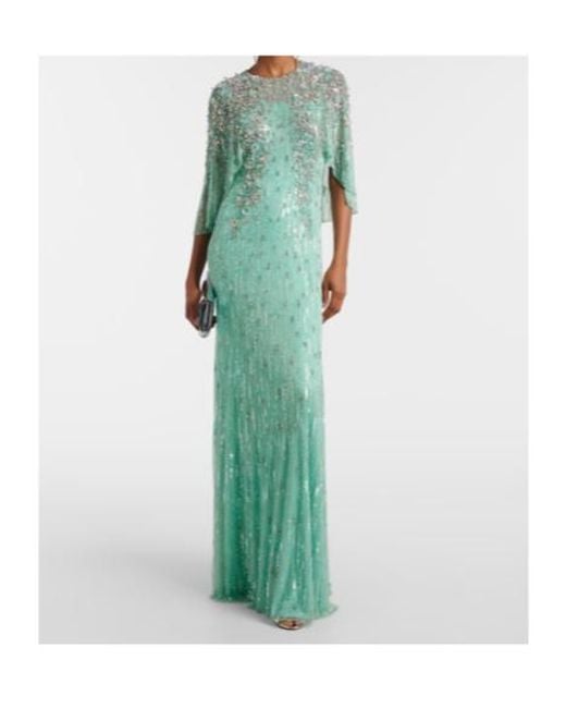 Jenny Packham Green Astra Embellished Gown