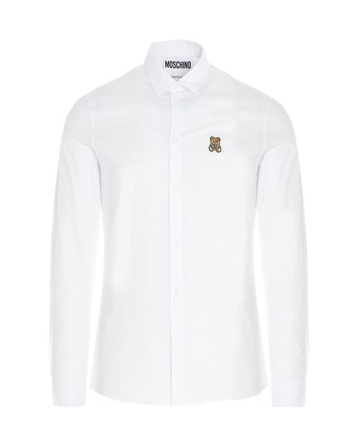 Moschino White Teddy Patch Shirt for men