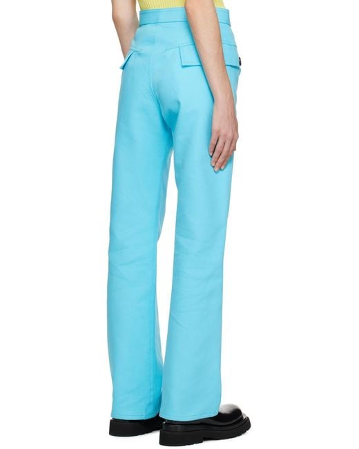 Bottega Veneta Blue Straight Leg Trousers