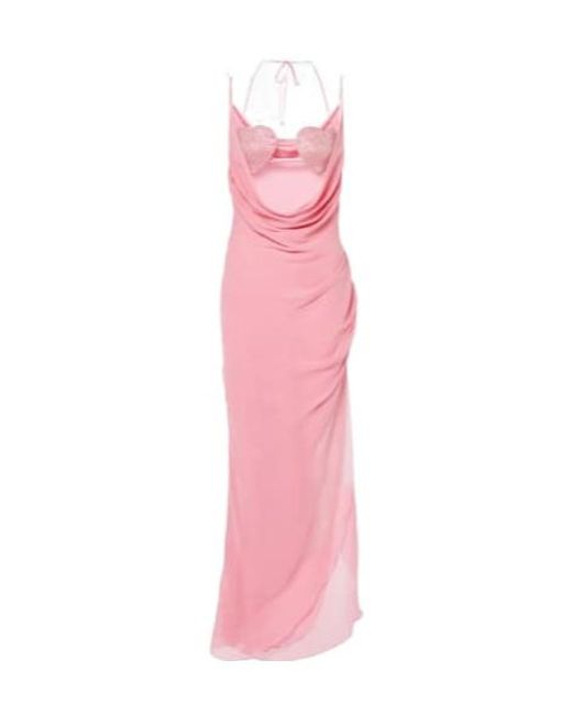 Blumarine Pink Spaghetti Strap Cowl Back Maxi Dress