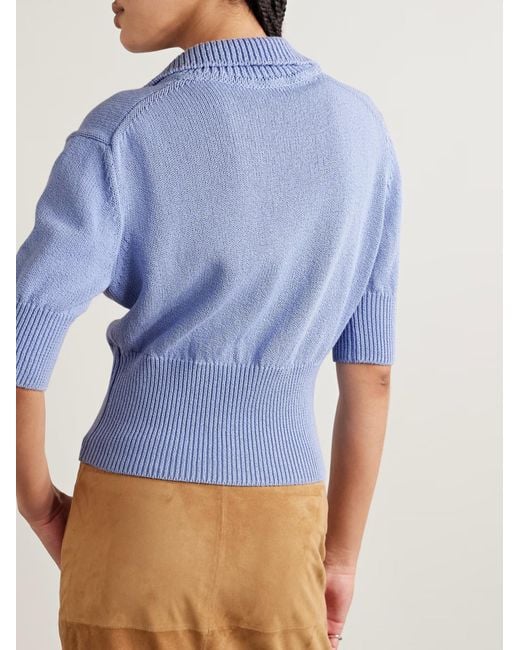 Proenza Schouler Blue Reeve Knitted Polo Shirt