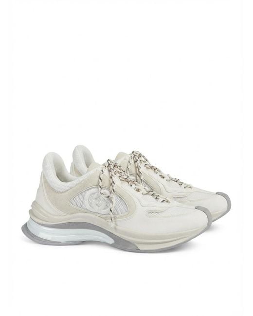 Gucci White Run Interlocking G Low-Top Sneakers for men