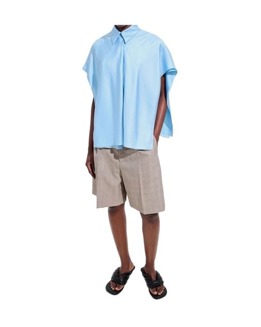 Bottega Veneta Blue Silk Twill Shirt