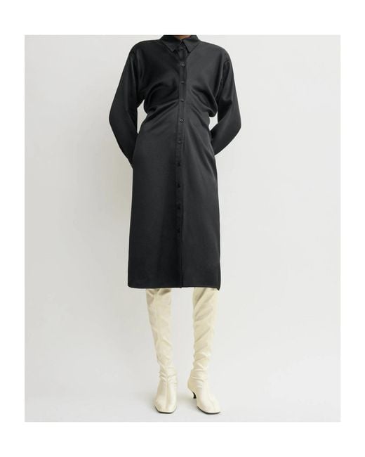 Totême Black Totême Slouched Buttoned Shirt Dress