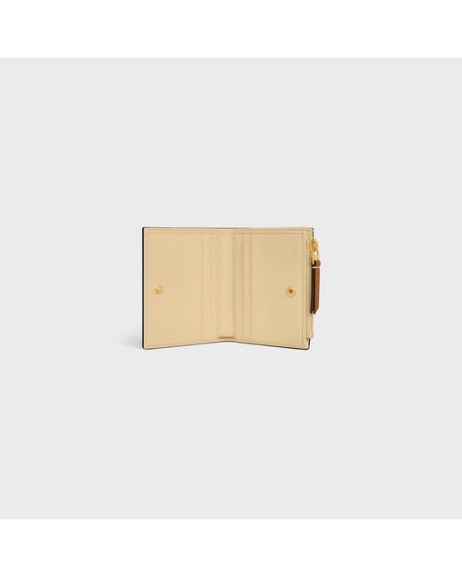 Céline Brown Compact Wallet Triomphe Stamp