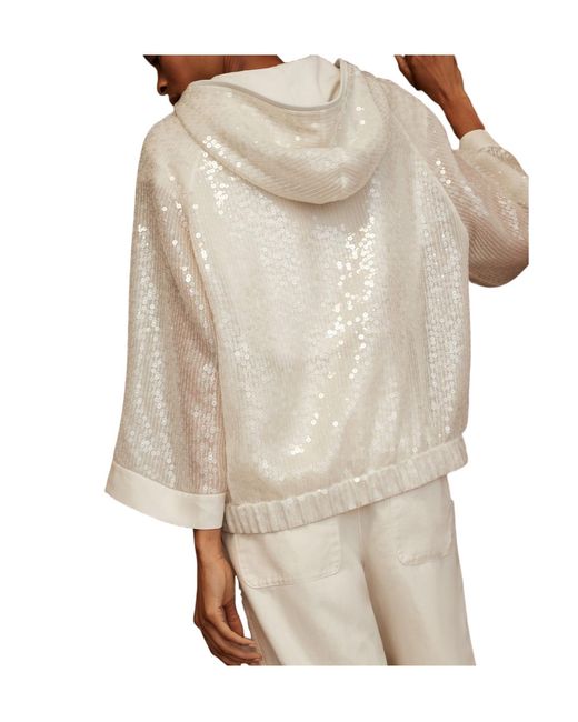 Brunello Cucinelli Natural Dazzling Embroidery Hooded Sweater