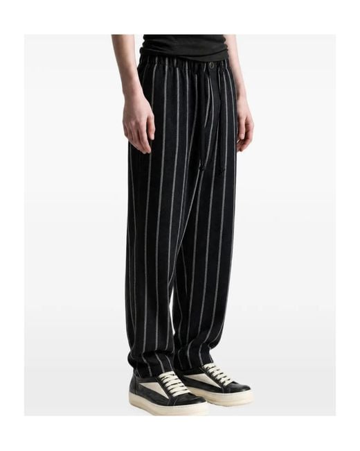 Uma Wang Black Striped Casual Trousers for men