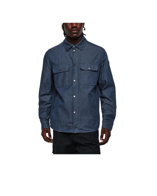 Moncler Blue Denim Button-Down Overshirt for men