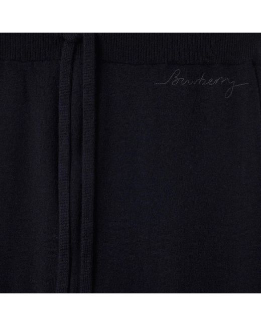 Burberry Blue Logo Embroidered Knitted Jogging Pants for men