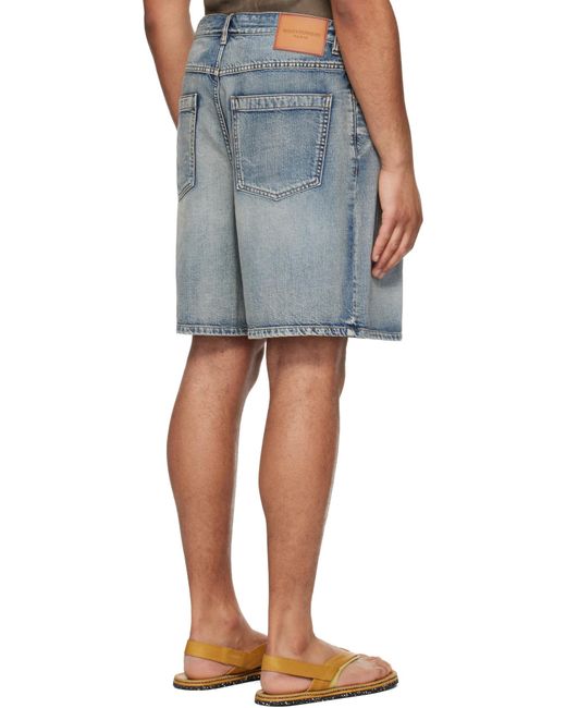 Wooyoungmi Blue Pleated Denim Shorts for men